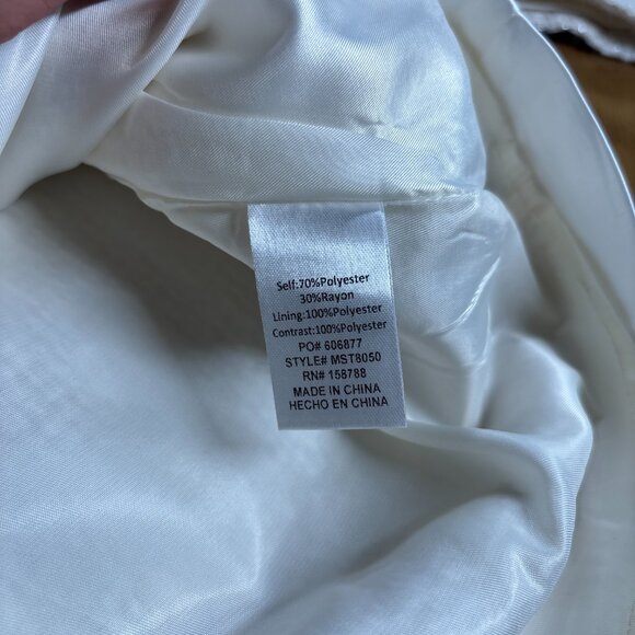 MABLE White Tweed Skirt Suit Set Pearl Button Satin Collar – Size S - Picture 10 of 13